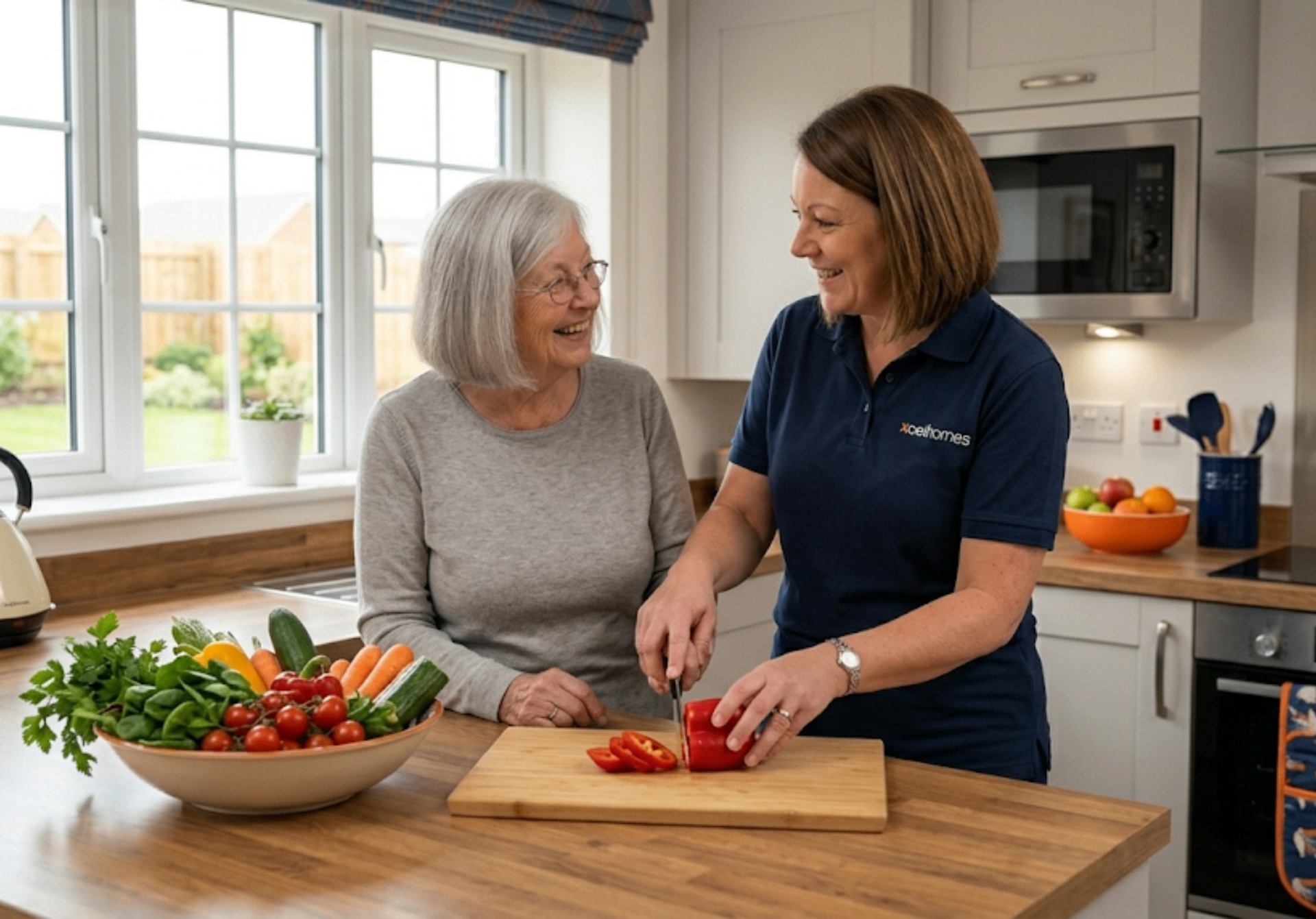 Domiciliary care services Market Harborough - Xcel Homes carer assisting with daily living support